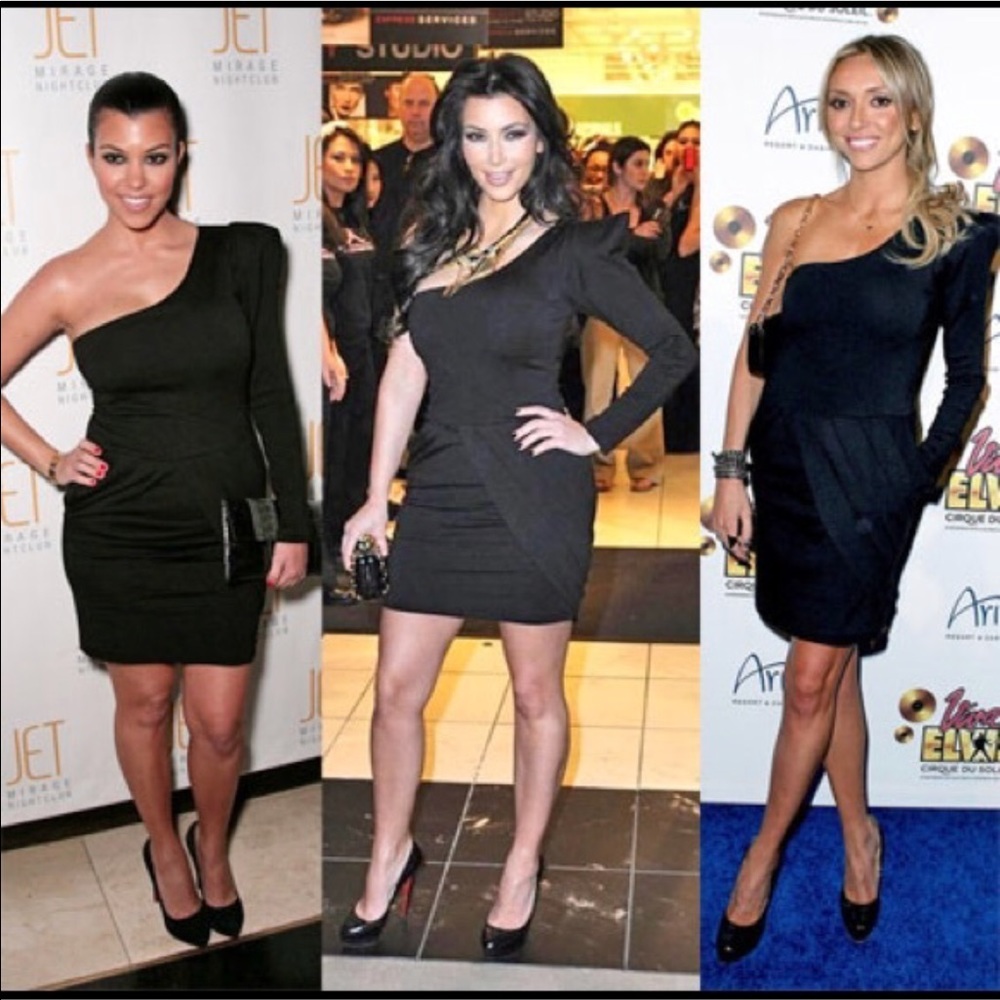Bebe Kardashian One Shoulder Black Dress